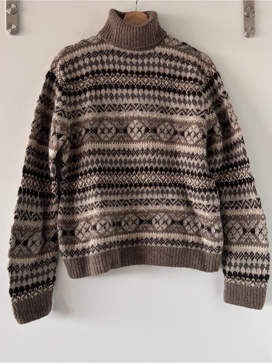Polo Ralph Lauren Sweaters - Vintage Polo Ralph Lauren Hand Knit Fair Isle Wool Silk Turtleneck Sweater